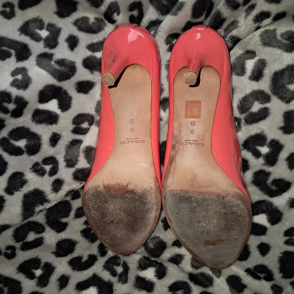 Coach Nala Bright Coral Patent Leather Pump Size 9 - Picture 10 of 11